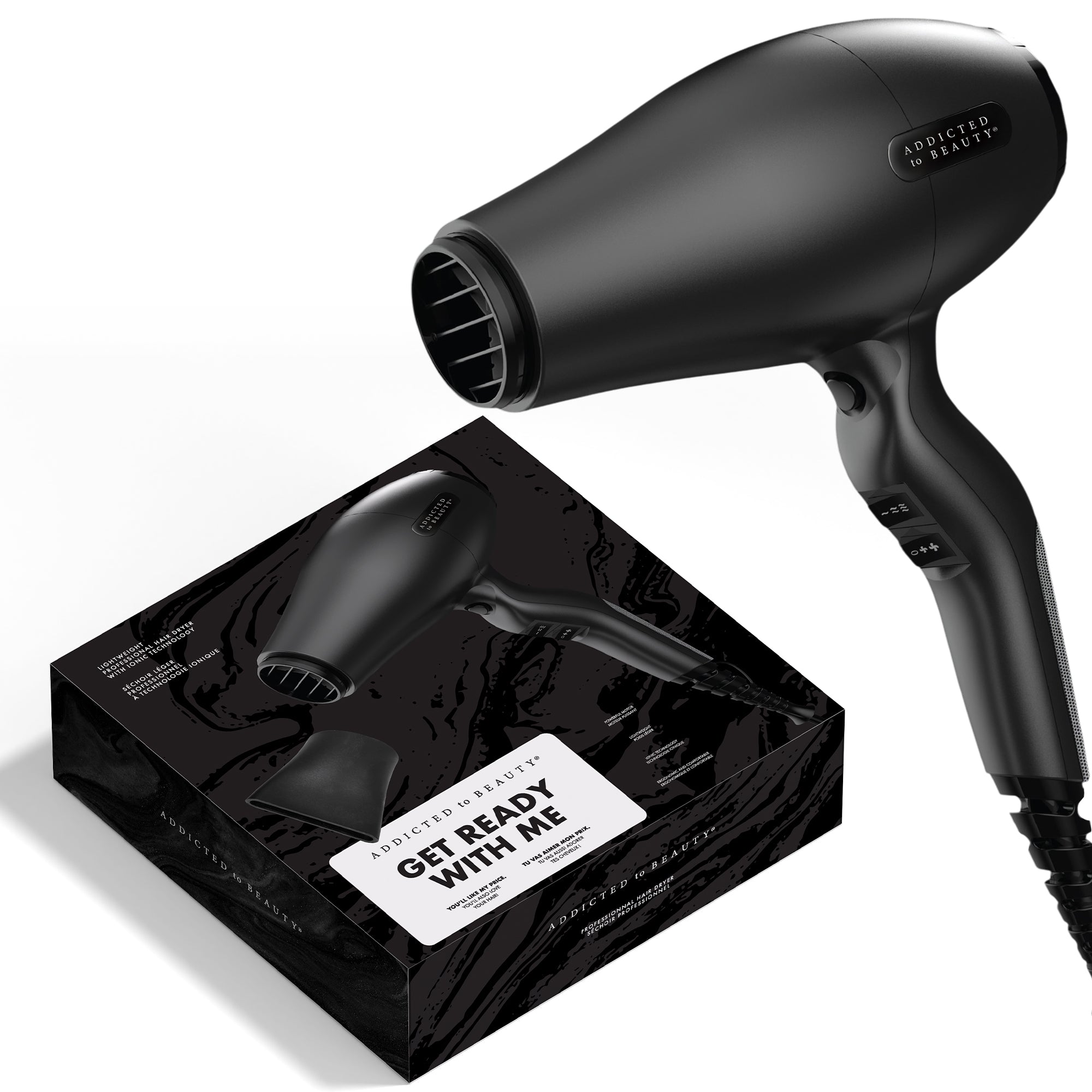 Lightweight Hair Dryer, 1875 Watts Blow Dryer with Concentrator Nozzle | Matte Black