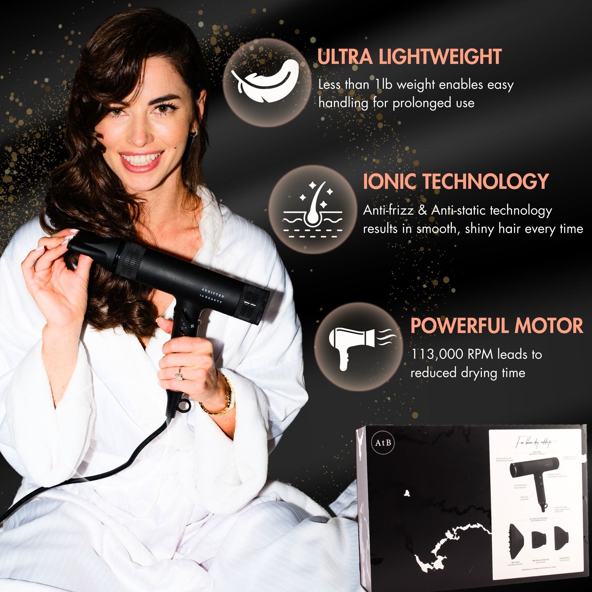Ionic Hair Dryer for Smooth Blow Outs High-Speed 113,000 RPM